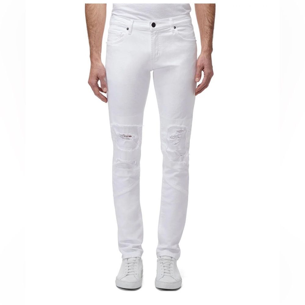 J BRAND MAYHEM MICK MID-RISE DISTRESSED SKINNY JEANS WHITE SIZE 38